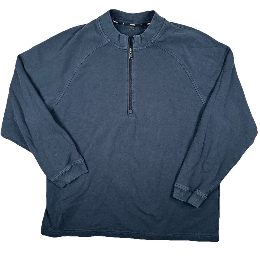 Public Rec Quarter 1/4 Zip Weekend Pullover Men's Size XXL Distressed Navy Pima